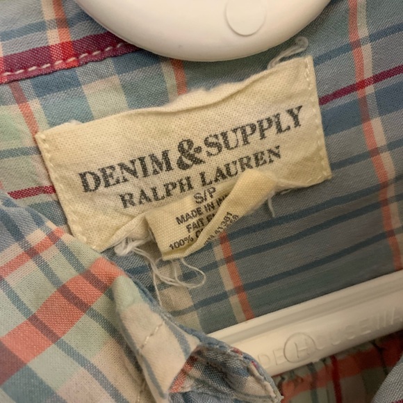 Ralph Lauren Denim & Supply | Small Plaid Sky Blue Dark Pink | Button Down - Picture 2 of 3